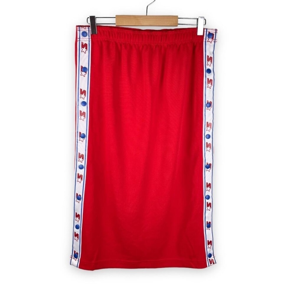 RETRO STARTER Red Midi Skirt with Patterned Trim